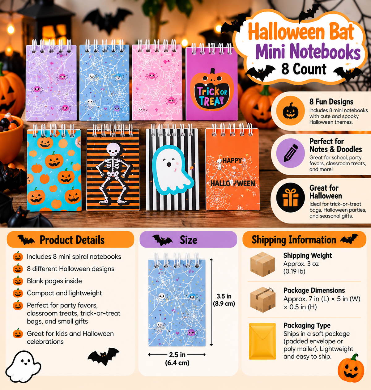 Spooky Mini Notebooks (8 counts)