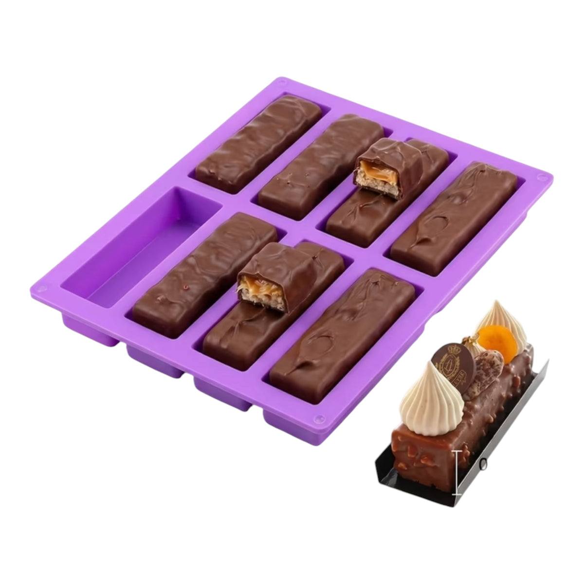 8-Cavity Silicone Chocolate Bar Mold – Non-Stick Rectangular Baking Mold for Chocolate, Granola Bars, Candy & Desserts