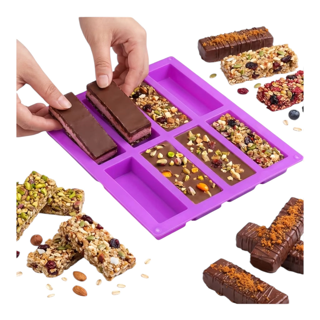 8-Cavity Silicone Chocolate Bar Mold – Non-Stick Rectangular Baking Mold for Chocolate, Granola Bars, Candy & Desserts